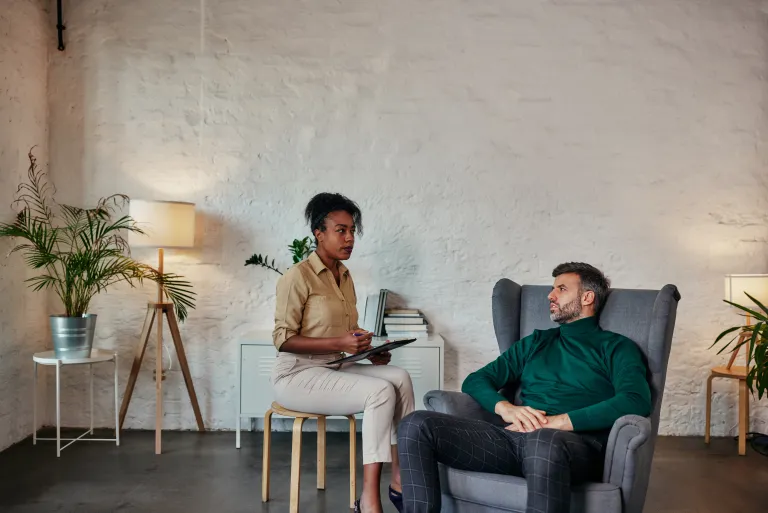 Therapist meeting a new client during an initial consultation